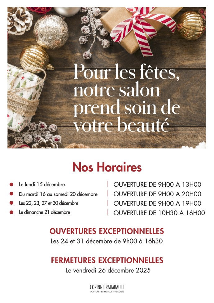 Pour les fêtes, notre salon prend soin de votre beauté